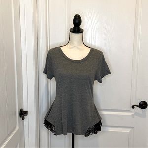 Free People Peplum Tee with Lace Detail